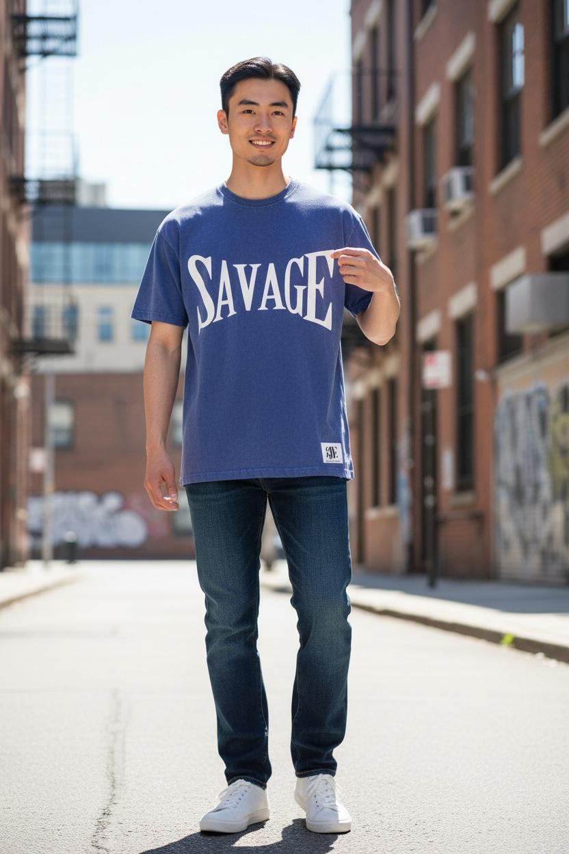 Savage oversized t-shirt in a used look – Young & Boss® | 100% cotton
