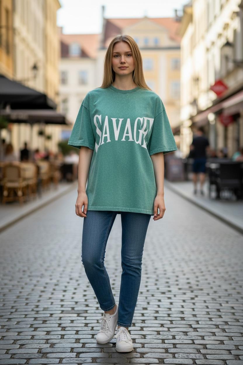 Savage oversized t-shirt in a used look – Young & Boss® | 100% cotton