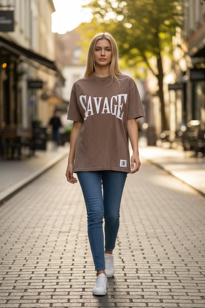 Savage oversized t-shirt in a used look – Young & Boss® | 100% cotton