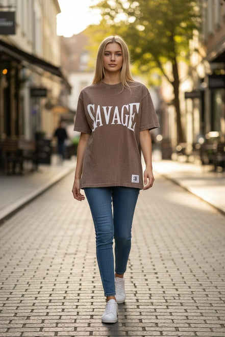 Savage oversized t-shirt in a used look – Young & Boss® | 100% cotton