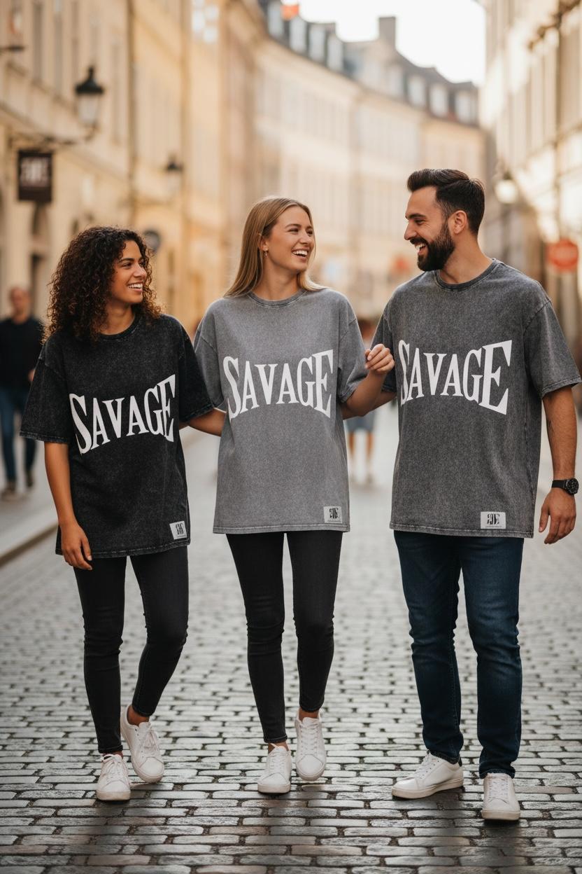 Savage oversized t-shirt in a used look – Young & Boss® | 100% cotton