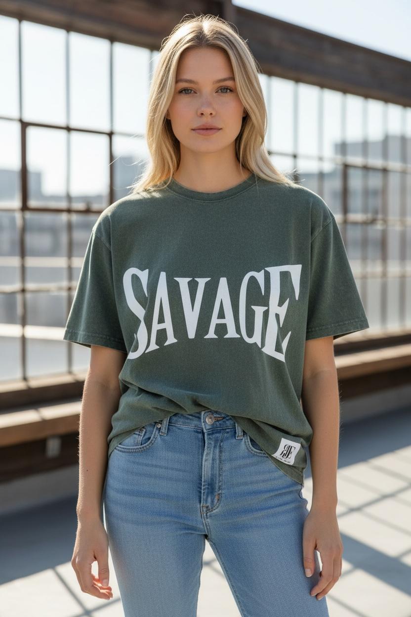 Savage oversized t-shirt in a used look – Young & Boss® | 100% cotton